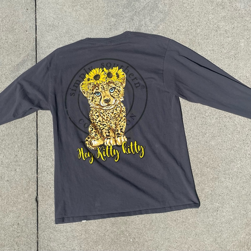simply southern “hey kitty kitty” long sleeve shirt